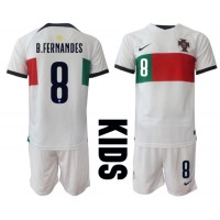 Portugal Bruno Fernandes #8 Udebanesæt Børn VM 2022 Kortærmet (+ Korte bukser)